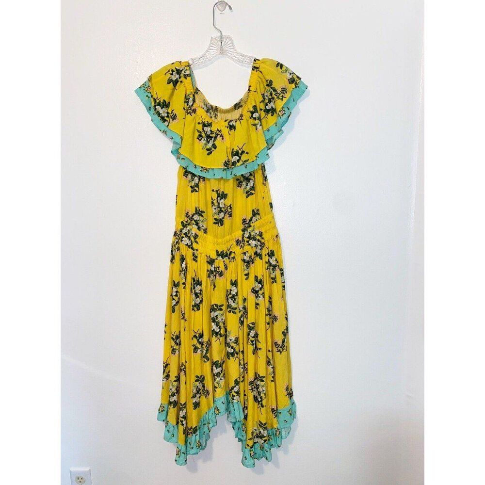 Matilda Jane Hooked On A Feeling Yellow Floral Peasant Dress Size Small